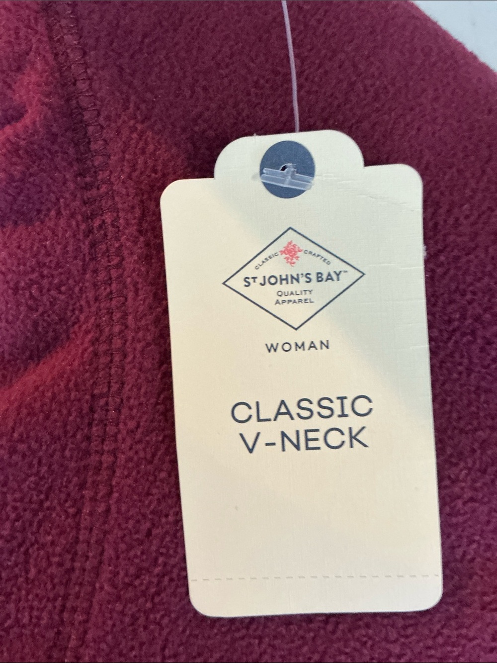 St. John's Bay Burgundy Fleece long Sleeve Relaxed sweatshirt - Picture 4 of 5